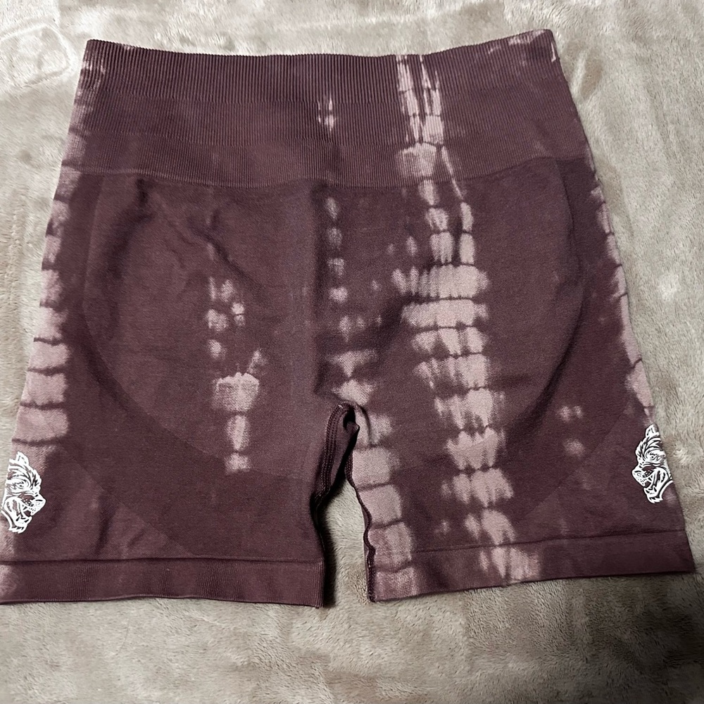 Darc Sport Maroon brown Tie-Dye High-Waist training Shorts
